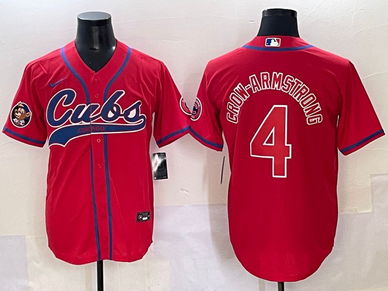 Men 2025 Chicago Cubs #4 Crow-Armstrong Red Joint Name Nike MLB Jersey style 4->chicago cubs->MLB Jersey